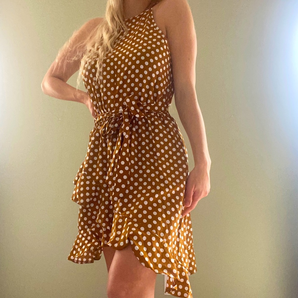 Brown Polkadot Summer Dress
